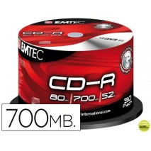 CD-R EMTEC CAPACIDAD 700MB DURACION 80MIN VELOCIDAD 52X BOTE 50 UNIDADES
