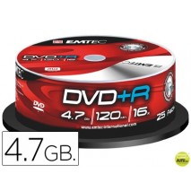 DVD+R EMTEC CAPACIDAD 4,7GB VELOCIDAD 16X BOTE 25 UNIDADES