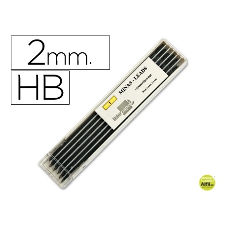 MINAS LIDERPAPEL GRAFITO DE 2MM -ESTUCHE DE 12 MINAS