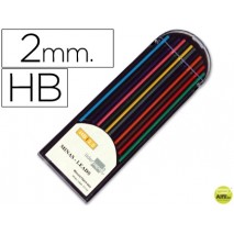 MINAS LIDERPAPEL COLORES SURTIDOS DE 2 MM -ESTUCHE DE 12 MINAS
