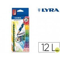 LAPICES DE COLORES LYRA GROOVE SLIM TRIANGULAR MINAS DE 3,3 MM CAJA DE 12 COLORES + SACAPUNTAS