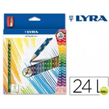 LAPICES DE COLORES LYRA GROOVE SLIM TRIANGULAR MINAS DE 3,3 MM CAJA DE 24 COLORES + SACAPUNTAS