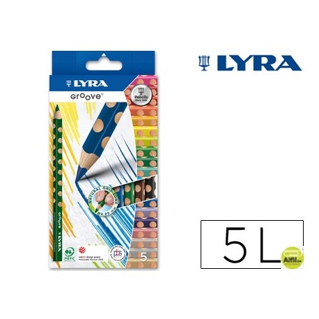 LAPICES DE COLORES LYRA GROOVE TRIANGULAR MINAS DE 4,25 MM CAJA DE 5 COLORES