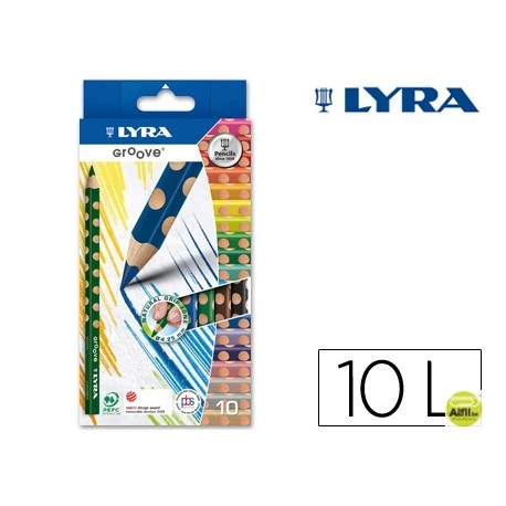 LAPICES DE COLORES LYRA GROOVE TRIANGULAR MINAS DE 4,25 MM CAJA DE 10 COLORES