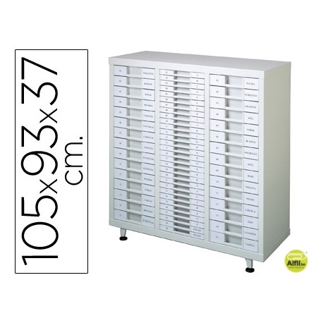 ARCHIVADOR METALICO CON 30 BANDEJAS MEDIANAS DE POLISTIRENO 5,5 CMS Y 30 BANDEJAS PEQUEƒAS 2,5 CMS