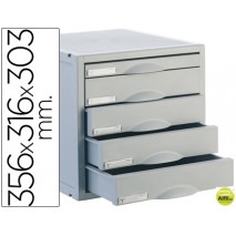 FICHERO CAJONES DE SOBREMESA ARCHISYSTEM 356X316X303 MM 5 CAJONES COLOR GRIS 4 DE 52MM Y 1 DE 22MM