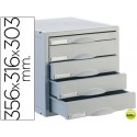 FICHERO CAJONES DE SOBREMESA ARCHISYSTEM 356X316X303 MM 5 CAJONES COLOR GRIS 4 DE 52MM Y 1 DE 22MM