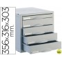 FICHERO CAJONES DE SOBREMESA ARCHISYSTEM 356X316X303 MM 5 CAJONES COLOR GRIS 4 DE 52MM Y 1 DE 22MM