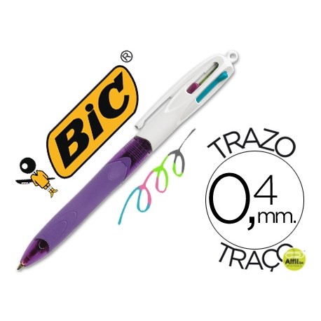 BOLIGRAFO BIC CUATRO COLORES CON GRIP COLORES PASTEL PUNTA 1,3 MM