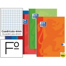 BLOC ESPIRAL OXFORD TAPA EXTRADURA FOLIO 80 HOJAS CUADROS 4 MM
