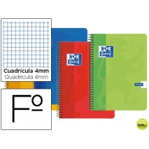 BLOC ESPIRAL OXFORD CARTONCILLO FOLIO 80 HOJAS CUADROS 4 MM
