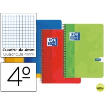 BLOC ESPIRAL OXFORD CARTONCILLO CUARTO 80 HOJAS CUADROS 4 MM
