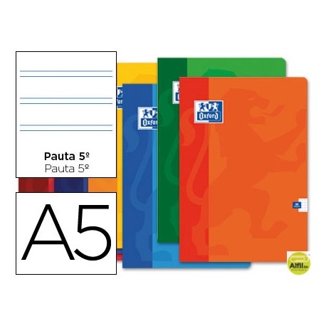 LIBRETA ESCOLAR OXFORD 48 H DIN A5 2 RAYAS PAUTA