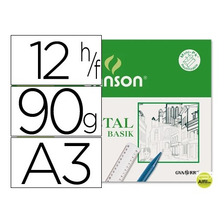 PAPEL VEGETAL GUARRO DIN A3 90 GR MINIPACK DE 12 HOJAS