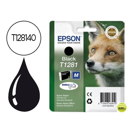 INK-JET EPSON STYLUS T1281 NEGRO S22 / SX125 / SX420W / 425W / OFFICE BX305F -CAPACIDAD