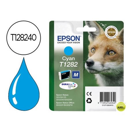 INK-JET EPSON STYLUS T1282 CIAN S22 / SX125 / SX420W / 425W / OFFICE BX305F -CAPACIDAD ESTANDAR-