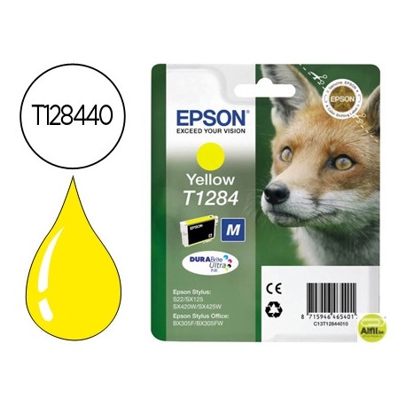 INK-JET EPSON STYLUS T1284 AMARILLO S22 / SX125 / SX420W / 425W / OFFICE BX305F -CAPACIDAD