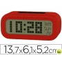 RELOJ DESPERTADOR CON PANTALLA RETROILUMINADA CALENDARIO Y TEMPERATURA COLOR ROJO
