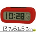 RELOJ DESPERTADOR CON PANTALLA RETROILUMINADA CALENDARIO Y TEMPERATURA COLOR ROJO