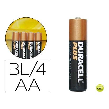 PILA DURACELL ALCALINA PLUS AA BLISTER CON 4 PILAS