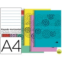 BLOC ESPIRAL LIDERPAPEL A4 MICRO IMAGINE TAPA POLIPROPILENO 160H 60G HORIZONTAL 5 BANDA4 TALADROS CO