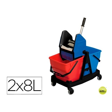 CUBO DE LIMPIEZA DUO DE POLIPROPILENO + ESCURRIDOR CAPACIDAD 2X18 L