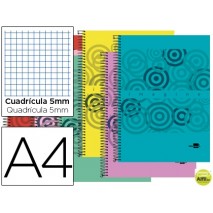 BLOC ESPIRAL LIDERPAPEL A4 MICRO IMAGINE TAPA POLIPROPILENO 160H 60G CUADRO 5MM 5 BANDA4 TALADROS CO