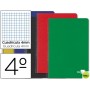BLOC ESPIRAL LIDERPAPEL CUARTO TAPA DURA 80H 60G CUADRO 4MM CON MARGEN. COLORES SURTIDOS