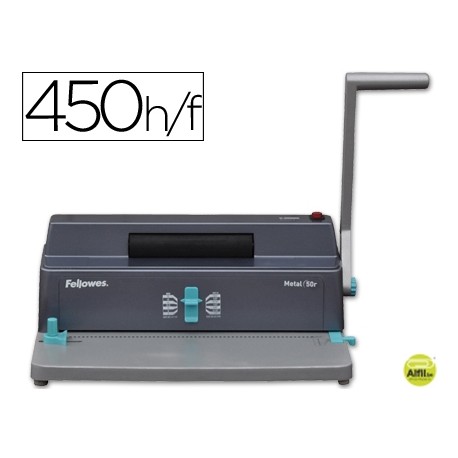 ENCUADERNADORA PARA ESPIRAL FELLOWES METAL 50R PERFORA 12 HOJAS TAMAÑO A4 PASO 5:1 INCLUYE ALICATES