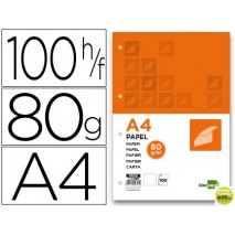 PAPEL LIDERPAPEL A4 80G/M2 PAQUETE DE 100 4 TALADROS BLANCO