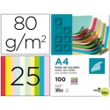 PAPEL COLOR LIDERPAPEL DIN-A4 80 GRAMOS 25 COLORES SURTIDOS PAQUETE DE 100 HOJAS