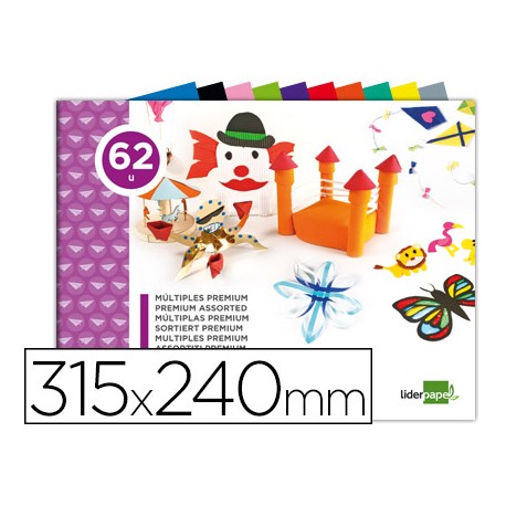 BLOC TRABAJOS MANUALES LIDERPAPEL MULTIPLE PREMIUM 240X315MM 62 HOJAS COLORES SURTIDOS