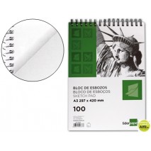 BLOC DIBUJO LIDERPAPEL ESBOZOSESPIRAL A3 297X420MM 100 HOJAS 90G/M2 SIN RECUADRO