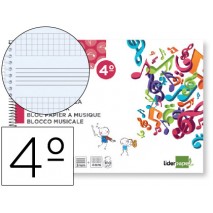 BLOC MUSICA LIDERPAPEL PENTAGRAMA 2MM CON ANOTACIONES CUARTO 20 HOJAS 100G/M2