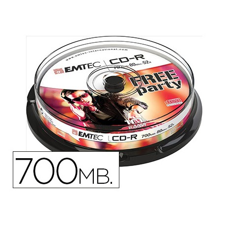 CD-R EMTEC CAPACIDAD 700MB DURACION 80MIN VELOCIDAD 52X CAJA -1 UNIDAD-