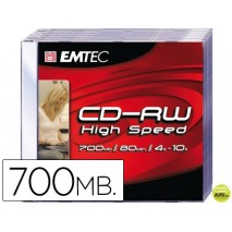 CD-RW EMTEC CAPACIDAD 700MB DURACION 80MIN VELOCIDAD 4X-10X REGRABABLE CAJA -1 UNIDAD-