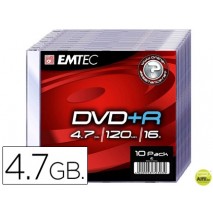 DVD+R EMTEC CAPACIDAD 4,7GB VELOCIDAD 16X CAJA SLIM -1 UNIDAD-