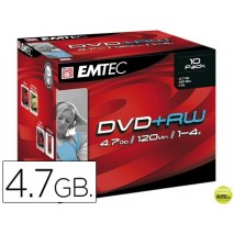 DVD+RW EMTEC CAPACIDAD 4,7GB VELOCIDAD 4X REGRABABLE CAJA -1 UNIDAD-