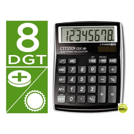 CALCULADORA CITIZEN SOBREMESA CDC-80 BKWB 8 DIGITOS NEGRA