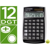 CALCULADORA CITIZEN BOLSILLO CPC-112 BKWB 12 DIGITOS NEGRA 120X72X9 MM
