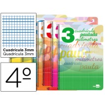 BLOC ESPIRAL LIDERPAPEL CUARTO WRITE TAPA CARTONCILLO 40H 70G CUADRICULADO PAUTADO 3MM CON MARGEN. C