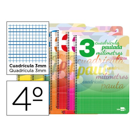 BLOC ESPIRAL LIDERPAPEL CUARTO WRITE TAPA CARTONCILLO 40H 70G CUADRICULADO PAUTADO 3MM CON MARGEN. C