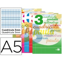 LIBRETA LIDERPAPEL WRITE A5 32 HOJAS 70G/M2 CUADRO PAUTADO 3MM CON MARGEN