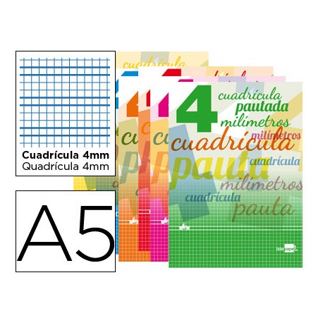 LIBRETA LIDERPAPEL WRITE A5 32 HOJAS 70G/M2 CUADRO PAUTADO 4MM CON MARGEN