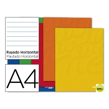 LIBRETA LIDERPAPEL WRITE A4 80 HOJAS 60G/M2 HORIZONTAL CON MARGEN