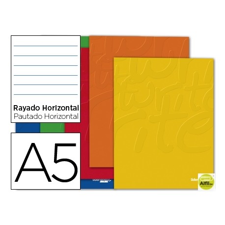 LIBRETA LIDERPAPEL WRITE A5 80 HOJAS 60G/M2 HORIZONTAL CON MARGEN