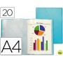 CARPETA BEAUTONE ESCAPARATE 47042 20 FUNDAS POLIPROPILENO TRASLUCIDA DIN A4 AZUL FROSTY