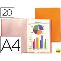 CARPETA BEAUTONE ESCAPARATE 47041 20 FUNDAS POLIPROPILENO TRASLUCIDA DIN A4 NARANJA FROSTY