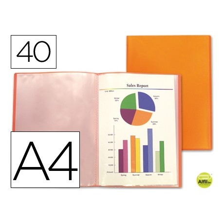 CARPETA BEAUTONE ESCAPARATE 47051 40 FUNDAS POLIPROPILENO TRASLUCIDA DIN A4 NARANJA FROSTY
