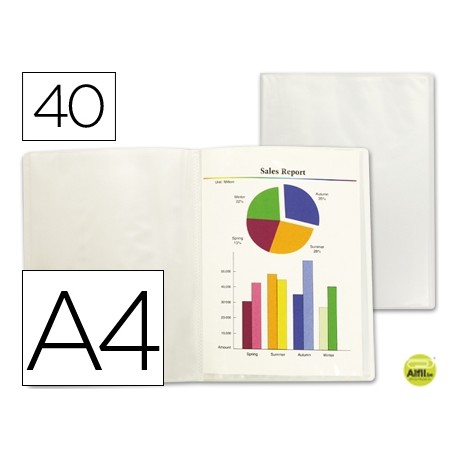 CARPETA BEAUTONE ESCAPARATE 47054 40 FUNDAS POLIPROPILENO FROSTY DIN A4 TRANSPARENTE